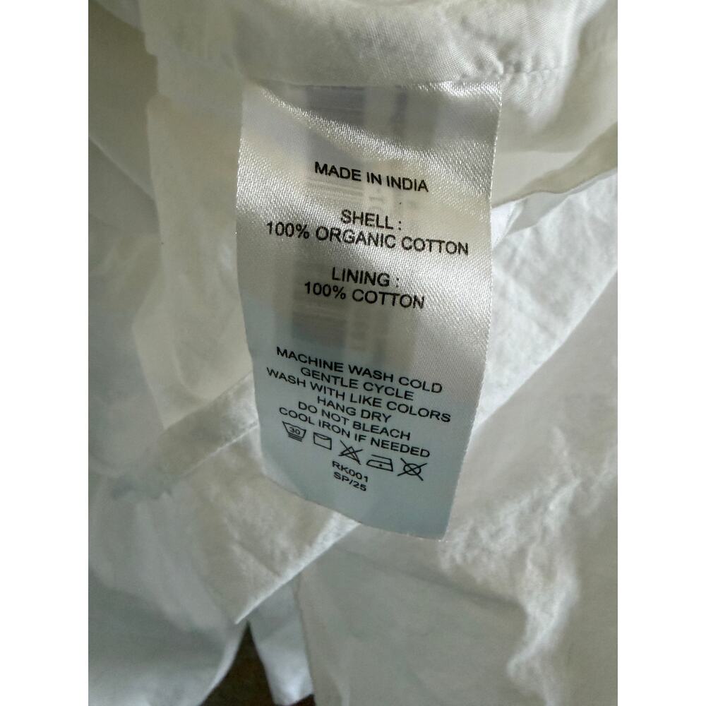 Quince White Organic Cotton Ruffle Shirt Dress Poplin Cottagecore M - Picture 8 of 9